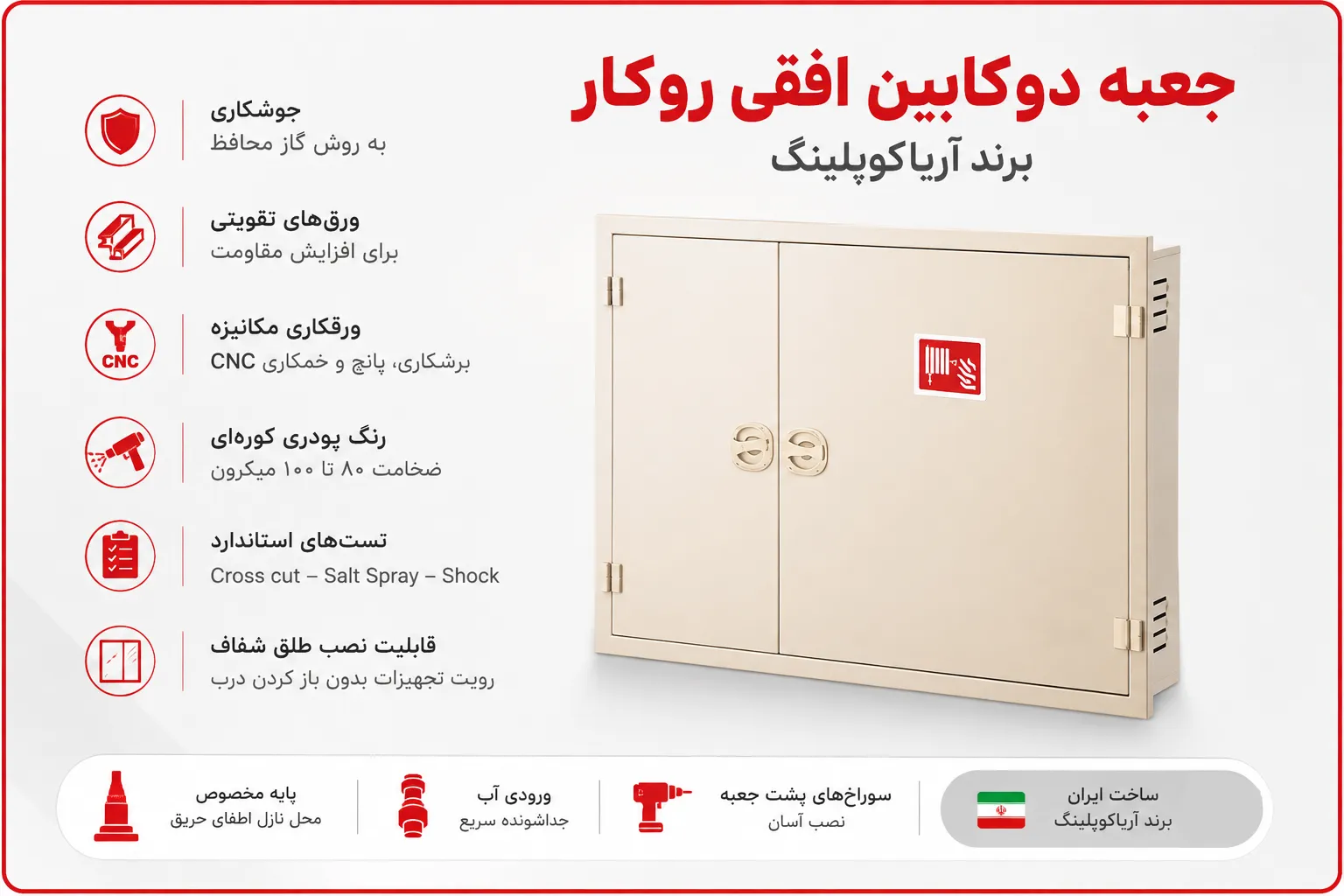 جعبه دوکابین افقی توکار آریاکوپلینگ