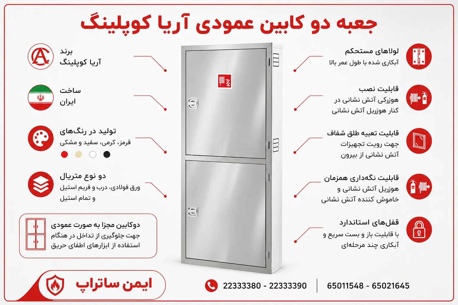 جعبه دوکابین عمودی روکار آریاکوپلینگ جعبه دوکابین عمودی روکار آریاکوپلینگ